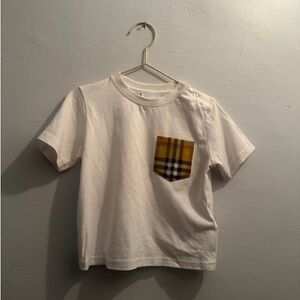 Burberry White Tee with Yellow Plaid Pocket